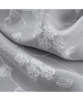 RT Designer Collection Lilian Embroidered Blackout Luxurious Decorative Grommet Curtain Panel 54" x 95" Silver