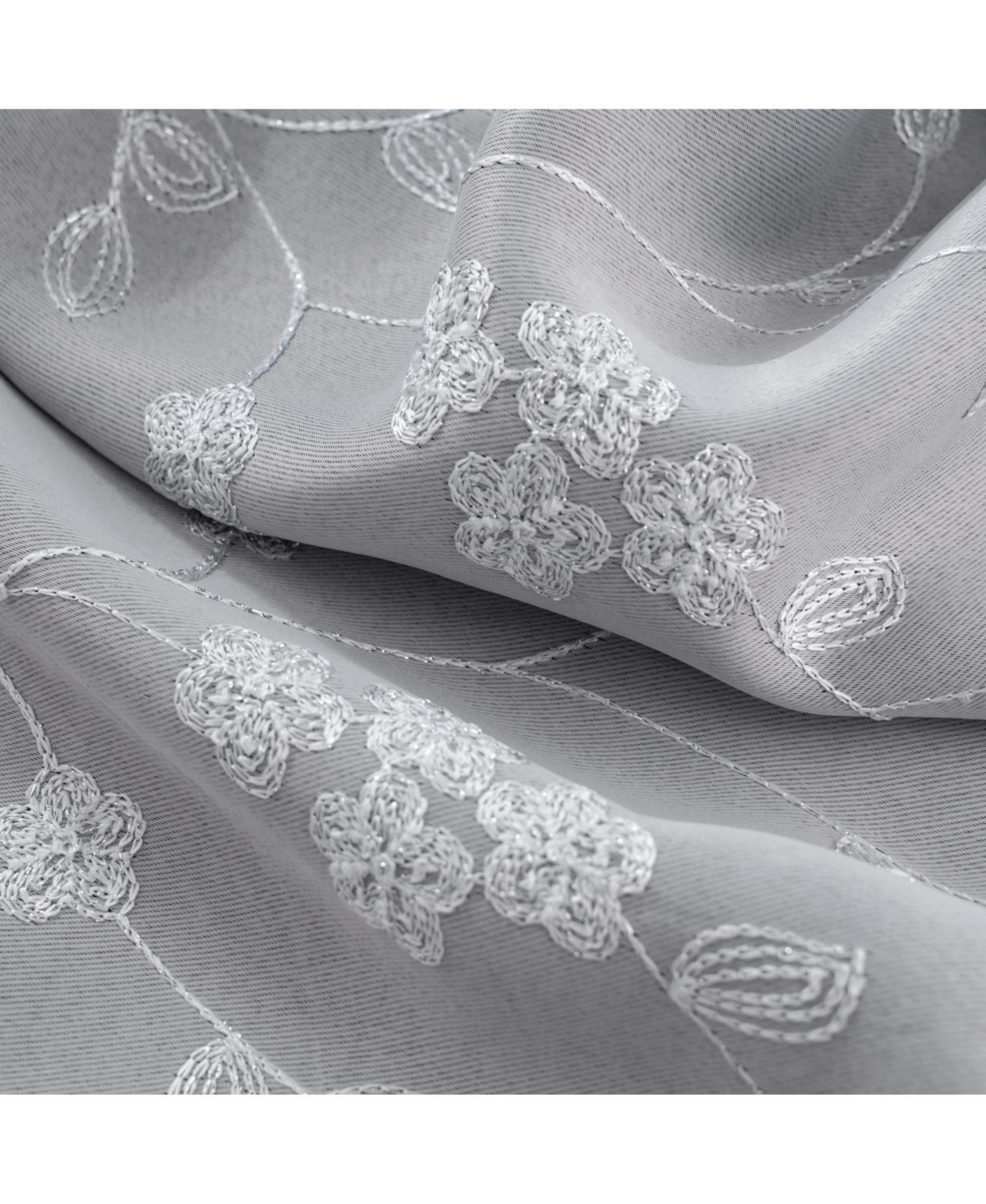 Rt Designer Collection Lilian Embroidered Blackout Luxurious Decorative Grommet Curtain Panel 54" x 95" Silver