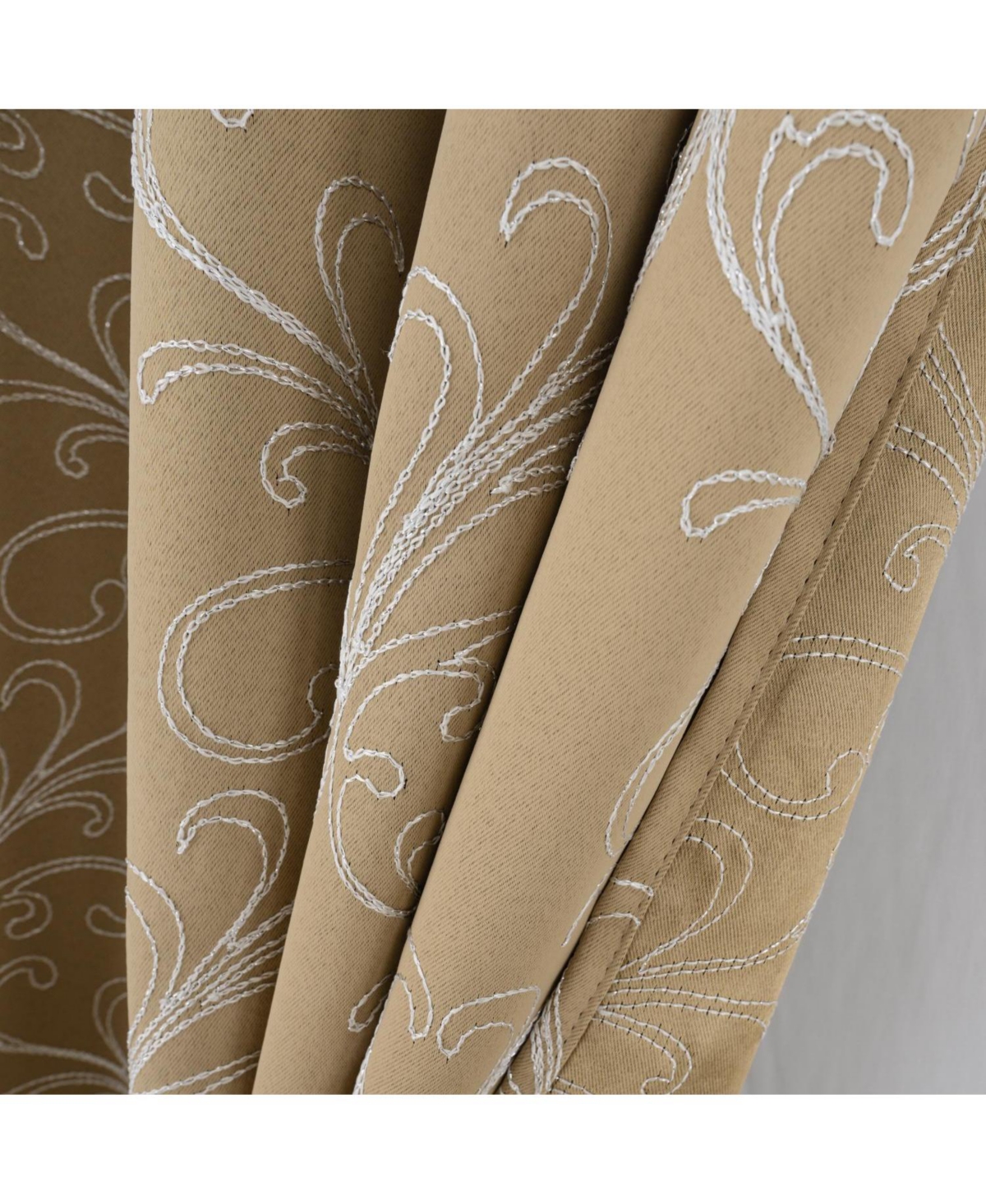 Rt Designer Collection Kimber 2 Pack Embroidered Blackout Luxurious Decorative Grommet Curtain Panel 36" x 84" Taupe