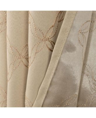 RT Designer Collection Gable 2 Pack Embroidered Blackout Luxurious Decorative Grommet Curtain Panel 36" x 84" Beige
