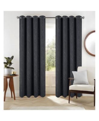 RT Designer Collection Heidi Halo Foil Blackout Luxurious Decorative Grommet Curtain Panel 54" x 90" Black