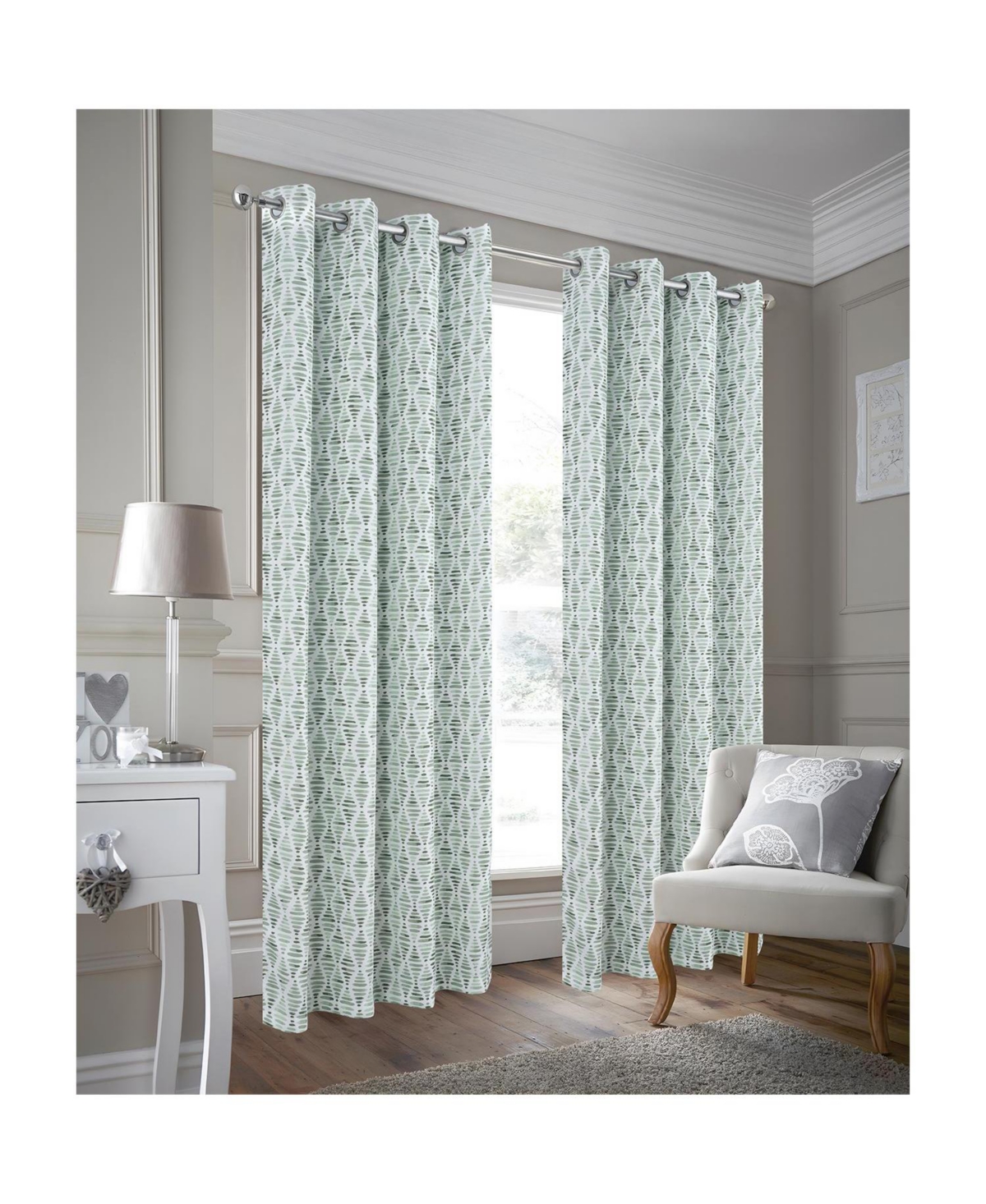 Rt Designer Collection Justice Printed Blackout Luxurious Decorative Grommet Curtain Panel 54" x 95" Sage