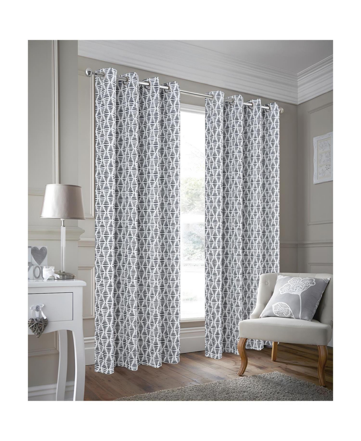 Rt Designer Collection Justice Printed 2 Pack Blackout Luxurious Decorative Grommet Curtain Panel 36" x 84" Grey