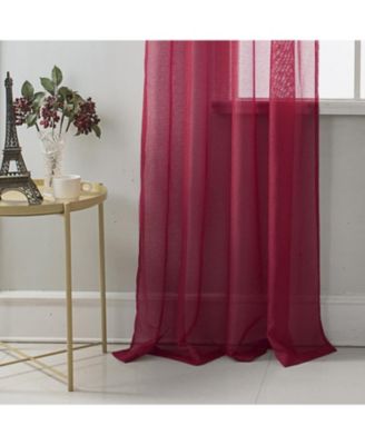 RT Designer Collection Celine Sheer Luxurious Modern Design Curtain Panel 54" x 84" Burgundy