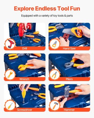 Kids Workbench, 56 PCS Tool Bench with Electric Drill & Realistic Tools, Pretend Construction Playset for Boys & Girls Age 3+