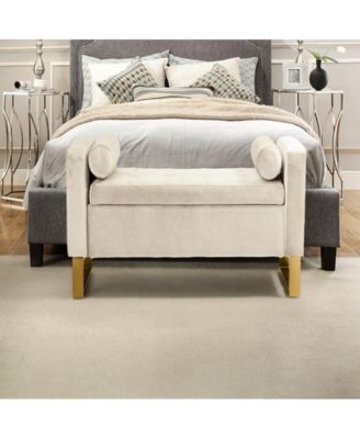 Vallejo 50.4'' W Modern Upholstered Flip Top Storage Bench with Two Pillows and Tufted