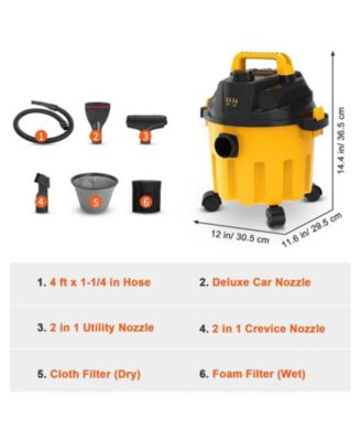 Wet Dry Vac, 2.6 Gal 2.5 Peak HP, 3-in-1 Portable Shop Vacuum with Blower & Attachment Storage, Ideal for Floor, Upholstery & Car Cleaning