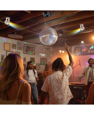 12" Large Disco Ball with Motor and Lights 6RPM Rotator & 2PCS 3W RGB Spotlights for 70s 80s Party DJ Bands Studio Event