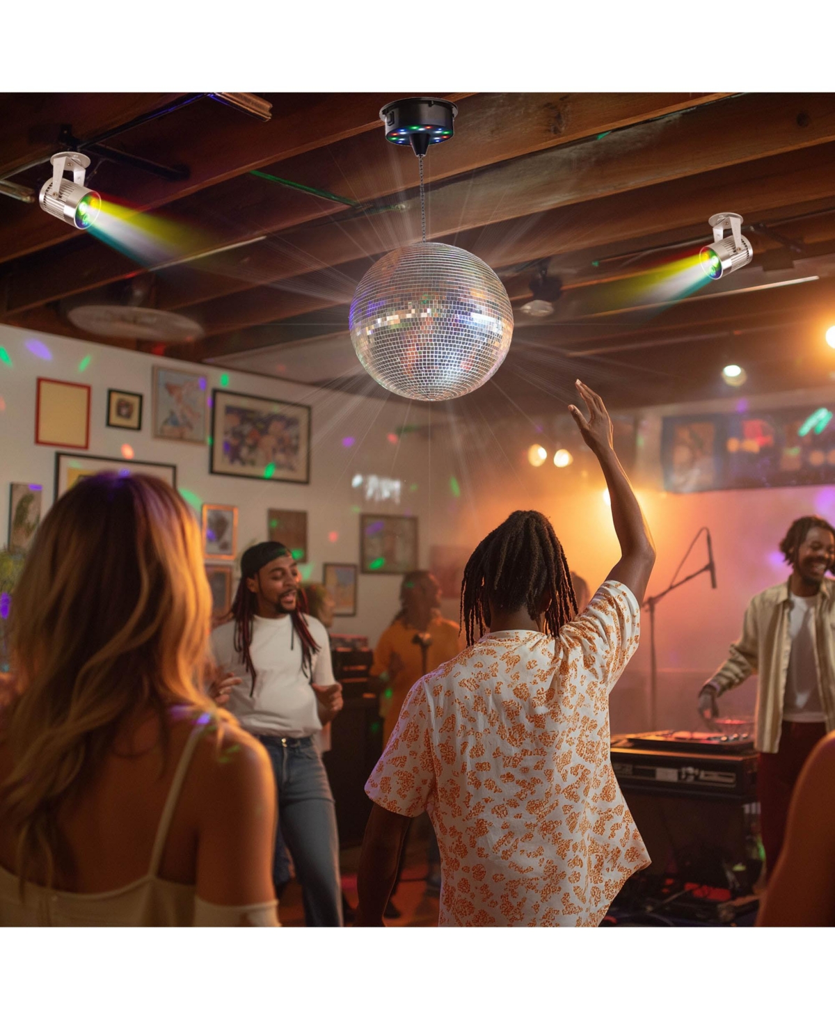 Yescom 12" Large Disco Ball with Motor and Lights 6RPM Rotator & 2PCS 3W Rgb Spotlights for 70s 80s Party Dj Bands Studio Event