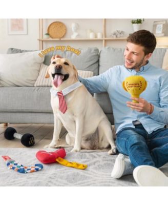 5 PCS Father's Day Plush Dog Toys, Father's Day Gift, Interactive Dog Toys