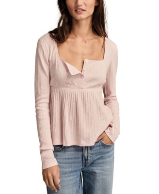 Lucky Brand - Women's Babydoll Henley Square Neck Top