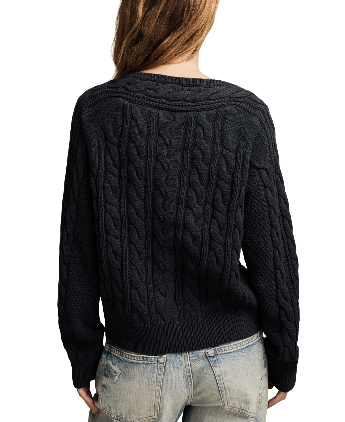 Lucky Brand Women's Boat Neck Cable Sweater In Black
