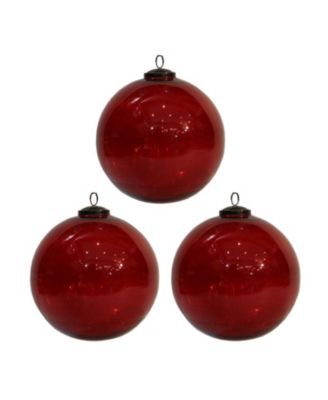 Streamdale 6" Red Glass Ornament Decorative Hanging Ball Christmas Tree Ornaments Set of 3