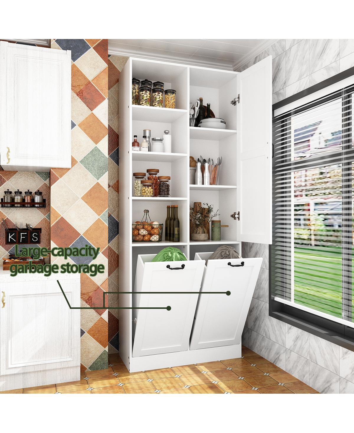 Homsee Bathroom Cabinet with Flip Storage and 7-Shelves