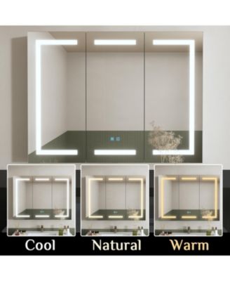 Bathroom Cabinet with LED Mirror, Anti-fog function