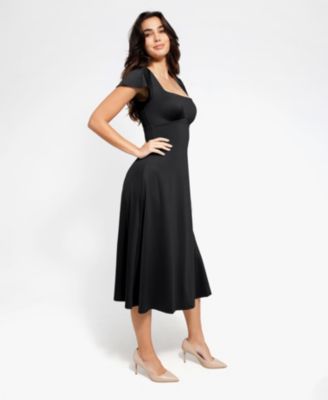 Shap Women's ewear Flutter Sleeve Sculpting A-Line Midi Dress