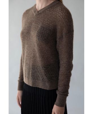 Women's Lacey Pointelle Pullover Sweater