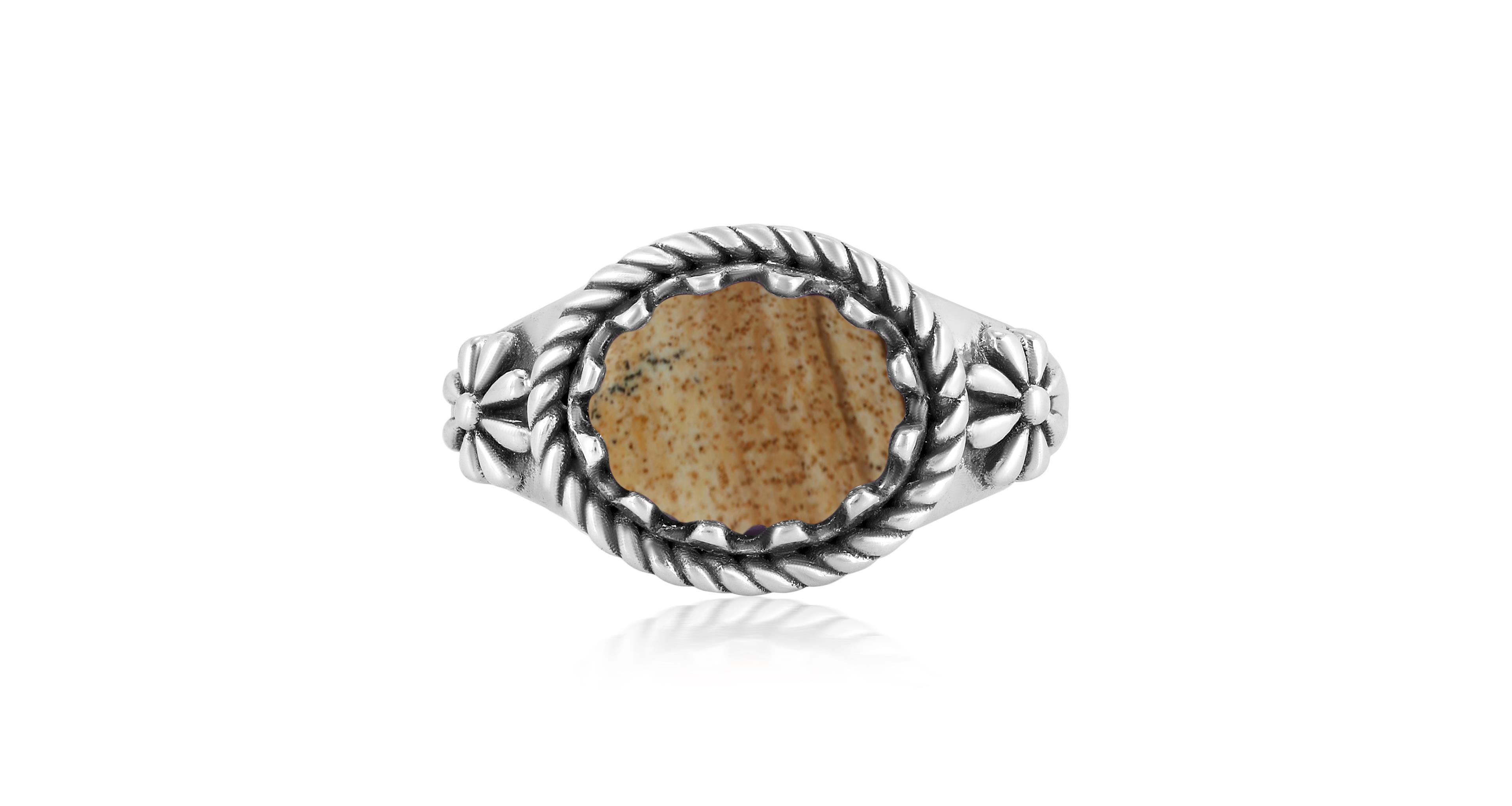 American West Jewelry Sterling Silver Picture Jasper East Ring