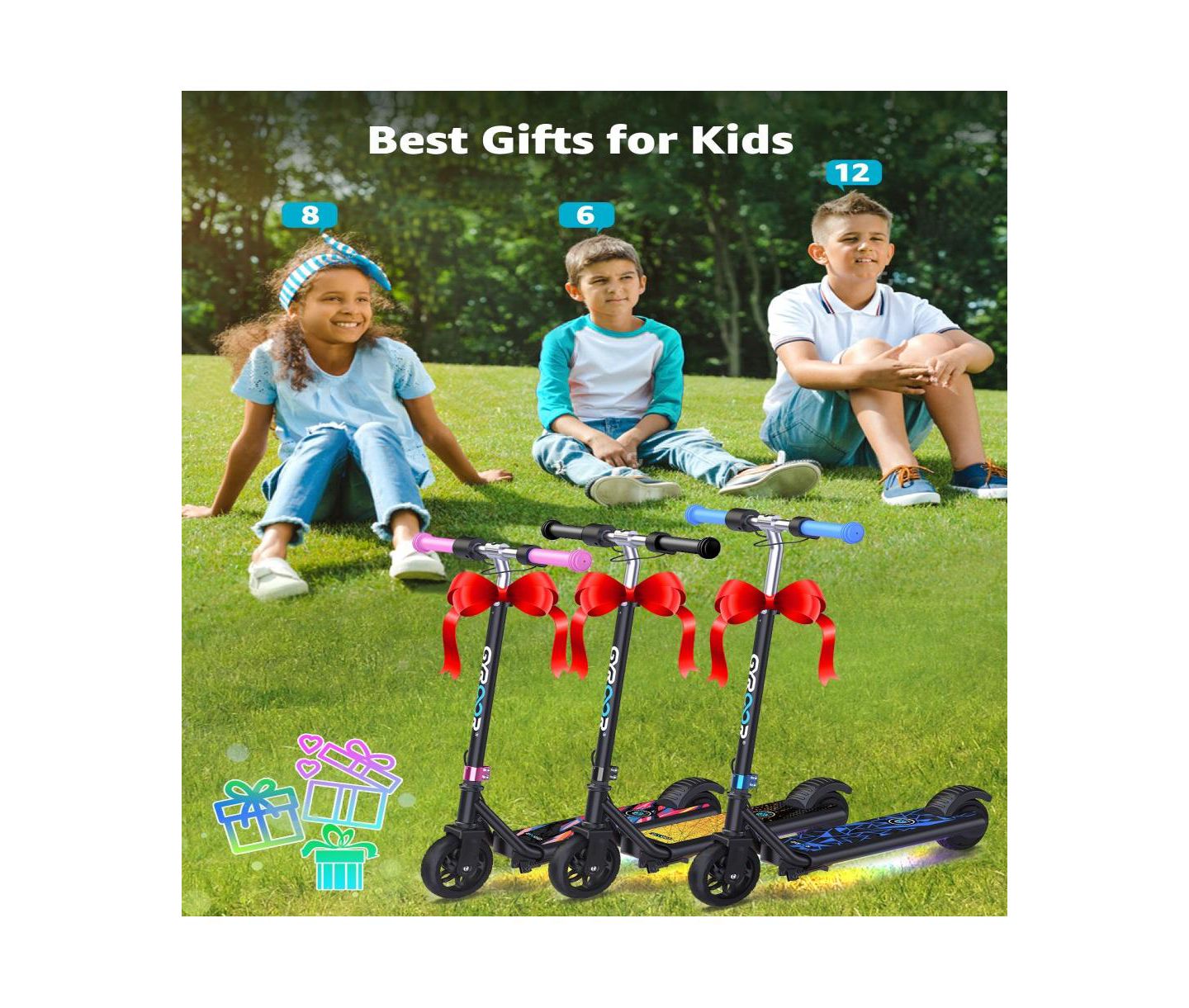 Детская игрушка Everyfun Kids' Electric Scooter with 150W High-Power Motor, LED Display & Dual Brake System, 132 lbs Capacity, Ages 6-14 — фото 7