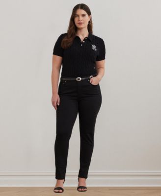 Plus Size Cable-Knit Polo Shirt