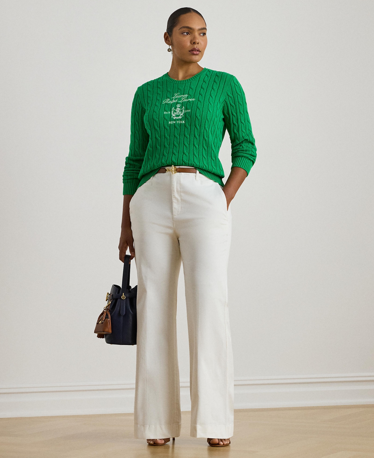 Ralph Lauren Plus Size Embroidered-crest Crewneck Sweater