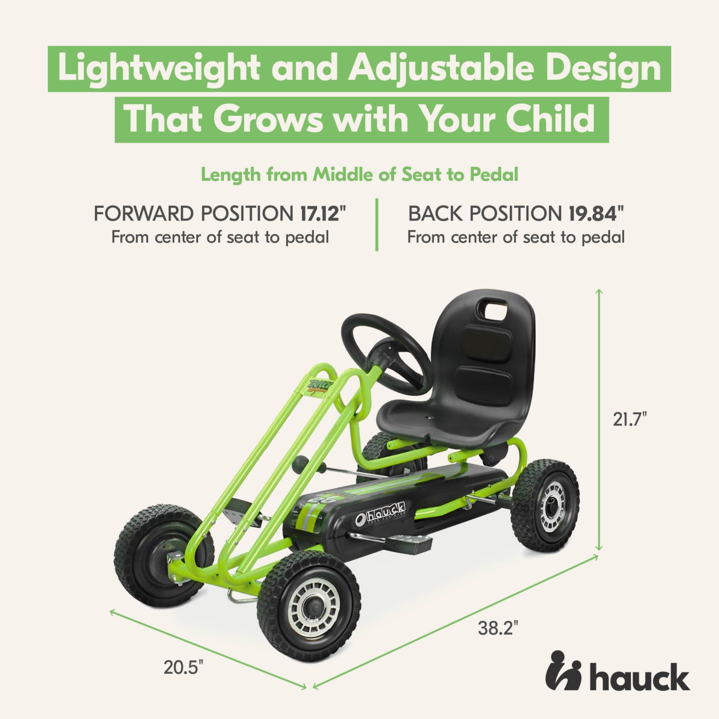 Детская игрушка Hauck Lightning Pedal Ride-On Go Kart with Adjustable Seat, 110 lbs Capacity, Ages 4-8 — фото 10