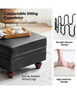 Sabina Transitional 27" Wide Ottoman with Solid Wood Legs