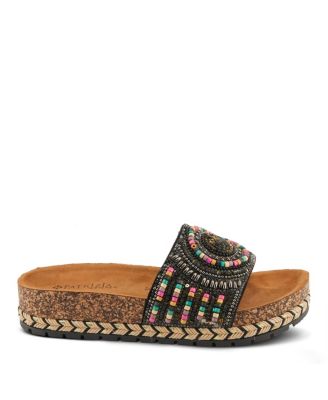 Women's SWIRLA Multicolor Beaded Slide Cork Wedge Sandals