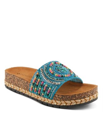 Women's SWIRLA Multicolor Beaded Slide Cork Wedge Sandals