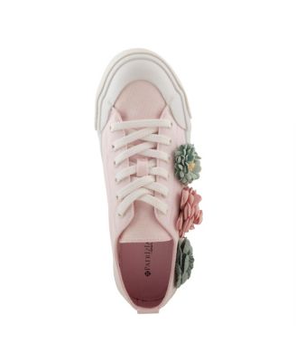 Women's FLEUR Floral Applique Lace-Up Canvas Sneakers