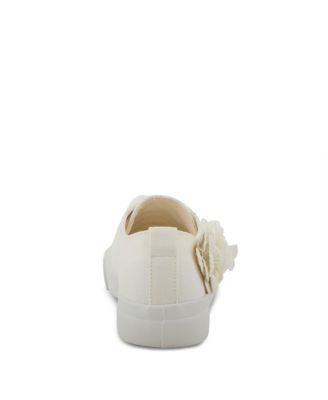 Women's FLEUR Floral Applique Lace-Up Canvas Sneakers