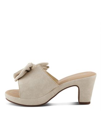 Women's NORMAJEAN Denim Bow Slide Heeled Sandals