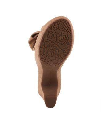 Women's NORMAJEAN Denim Bow Slide Heeled Sandals