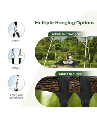 60 Inches Platform Tree Swing Outdoor with 2 Hanging Straps-Camouflage