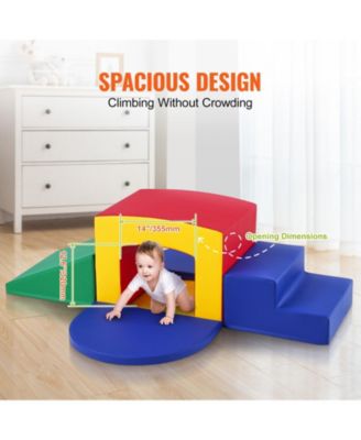 5-Piece Foam Toddler Climbing Playset with Ramp, Tunnel and Easy-Clean Design