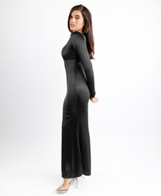 Women's Shapewear Shine Long Sleeve Cut-Out Hourglass Maxi Dress