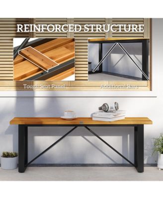 Outdoor Bench, 47" Backless Acacia Wood Garden Bench Seat,