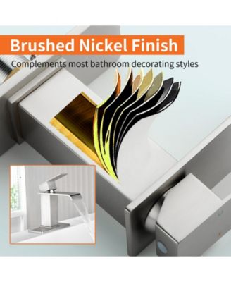 Single-Handle Waterfall Bathroom Sink Faucet in Lead-Free 304 Stainless Steel with Hot/Cold Water Function