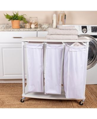 3-Bag Laundry Sorter, White