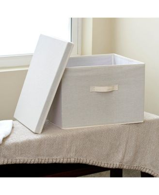 Wide Storage Box With Lid Box, 15”x18.5”x12”, Natural