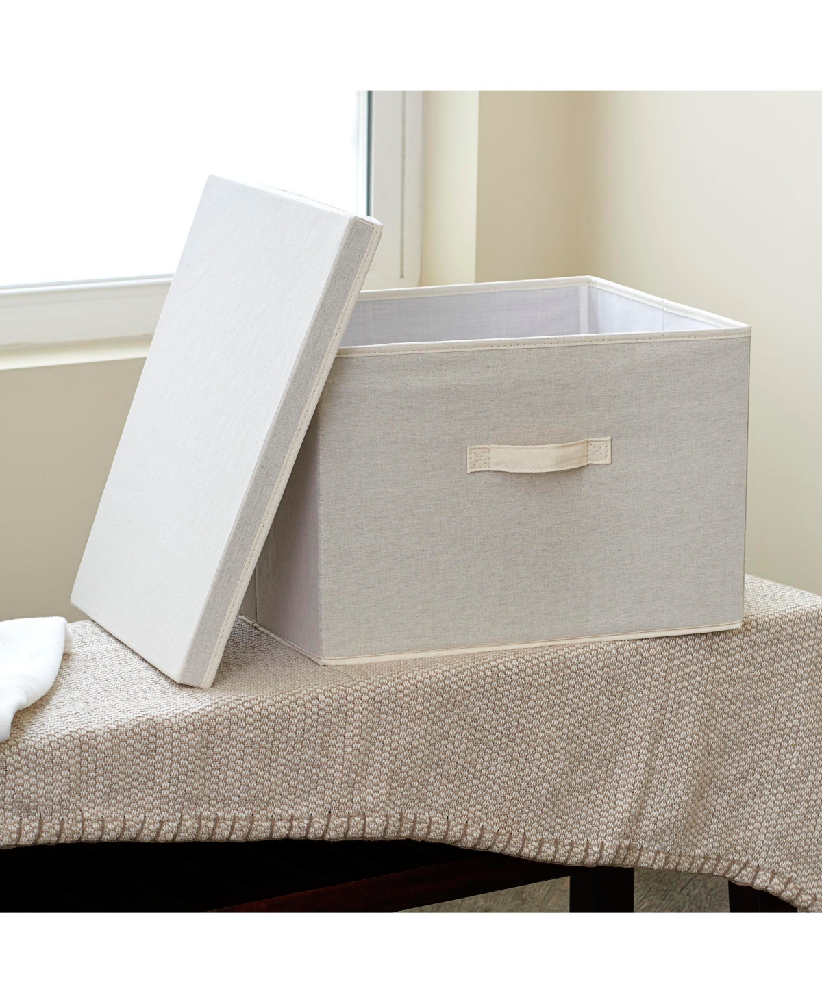 Household Essentials Wide Storage Box With Lid Box, 15"x18.5"x12", Natural