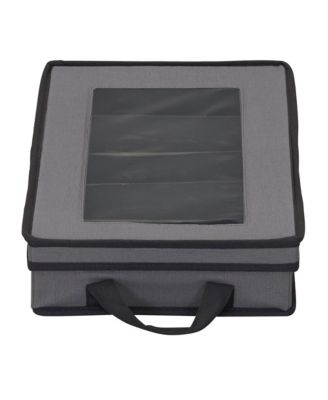 Windowed Flatware Storage Chest, Gray