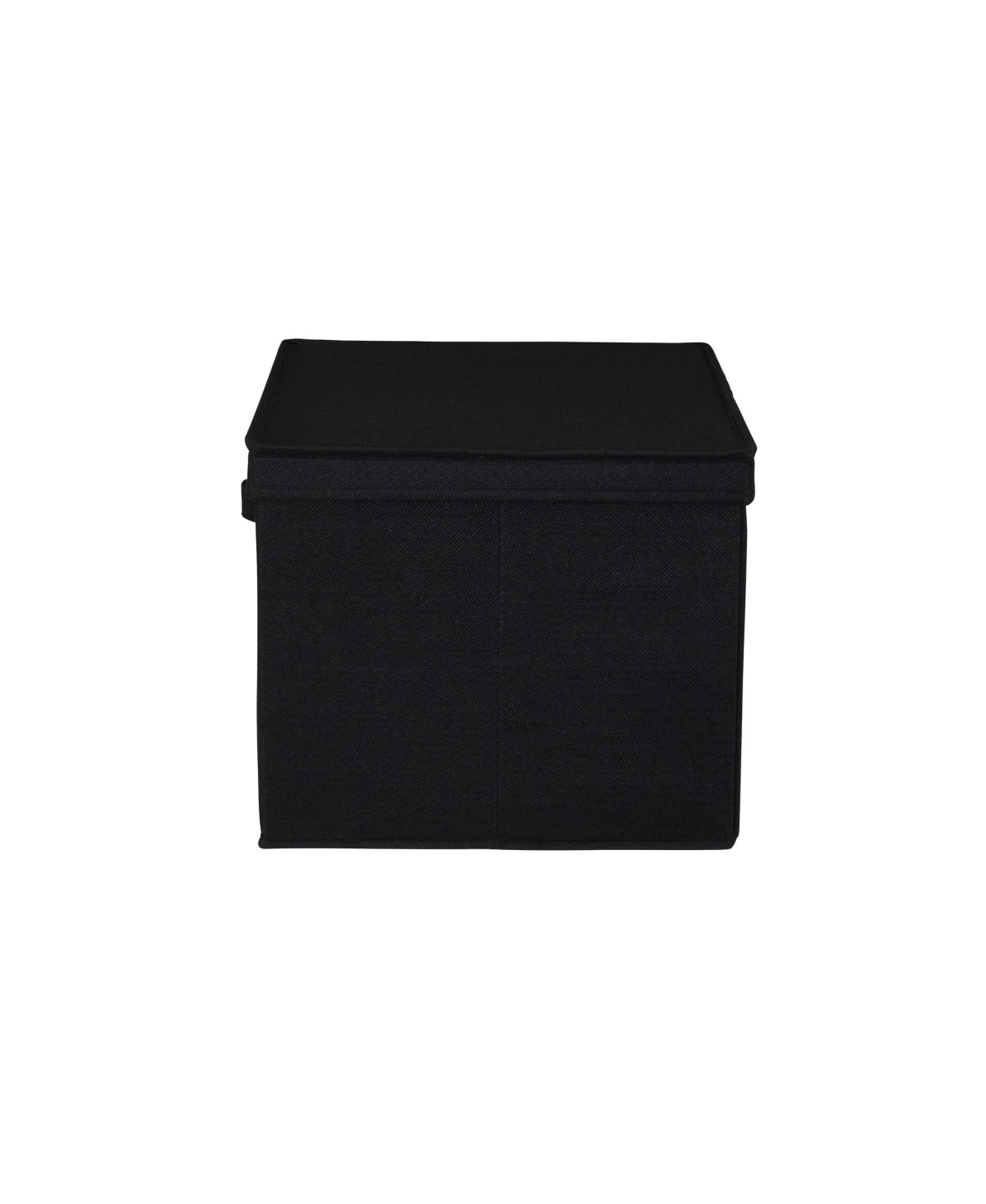 Household Essentials Wide Storage Box With Lid Box, 15"x15"x10", Black