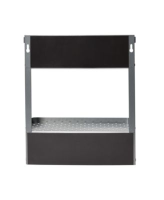 Grey Metal Magnetic Organizer with Towel Rack, Wall-Mount Storage Shelf