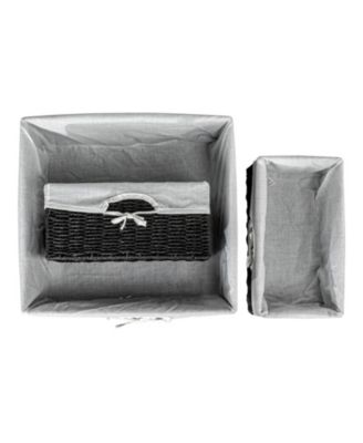 Wicker Basket Set, 3 Pieces, 1 Large and 2 Small Water Hyacinth Baskets