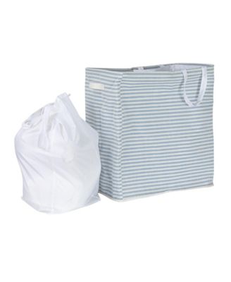 Rectangular Double Sorter with Handles, Blue and White Stripe