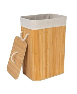 Bamboo Laundry Hamper with Rope Handles, 19-Gallons