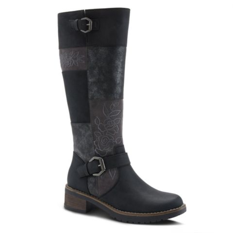 Женские ботинки Patrizia Collage Patchwork Knee-High Boots with Embroidery and Buckle Accents, цвет: Чёрный разноцветный