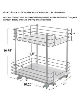 Glidez Steel Pull-Out Storage Organizer, 2-Tier Design, Brushed Silver