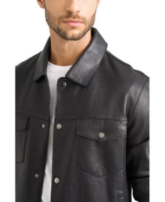 Men's Lucca leather jacket for men trucker silhouette
